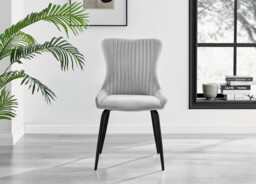 Nina White Marble Ceramic Top Round Dining Table and 4 Light Grey Nora Chairs - thumbnail 3