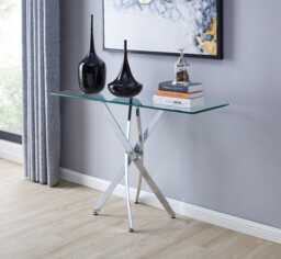 Leonardo Chrome Metal And Glass Console Coffee End Side Table Set - thumbnail 4