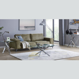 Leonardo Chrome Metal And Glass Console Coffee End Side Table Set - thumbnail 1