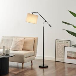 Furniturebox Claudia Black Standing Floor Lamp, Metal in Black/Beige - Size: 33x160x68 cm - thumbnail 2