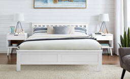 Azure White Solid Pine King Bed Frame + Windsor Mattress - thumbnail 2