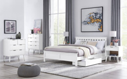 Azure White Solid Pine King Bed Frame + Windsor Mattress - thumbnail 3