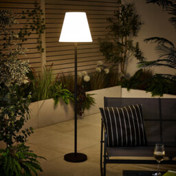 Helia Cream & Black Solar Outdoor Floor Light - thumbnail 4