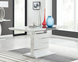 Renato Rectangular Grey and White High Gloss Extending 4-6 Seater Dining Table - thumbnail 4
