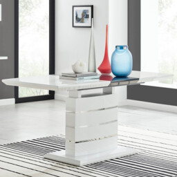 Renato Rectangular Grey and White High Gloss Extending 4-6 Seater Dining Table - thumbnail 1