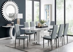 Arezzo Large Extending Dining Table and 8 Milan Black Leg Chairs - thumbnail 1