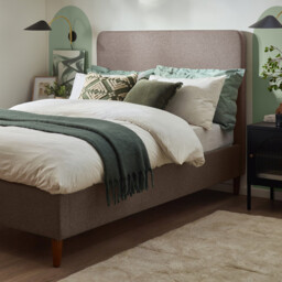 Romy Taupe Recycled Fabric Double Bed Frame - thumbnail 3