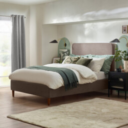 Romy Taupe Recycled Fabric Double Bed Frame - thumbnail 1