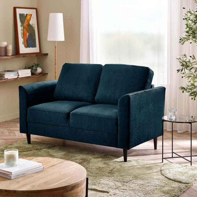 Logan Ocean Blue Fabric 2 Seater Sofa - image 1