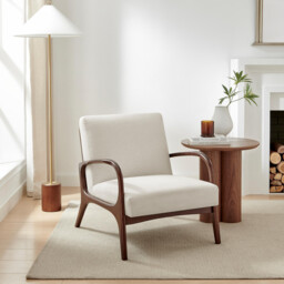 Esmeray Beige Fabric Mid Century Modern Accent Chair