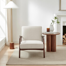 Esmeray Beige Fabric Mid Century Modern Accent Chair - thumbnail 2