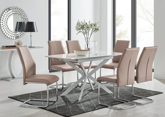 Lira 120 Extending Dining Table and 6 Lorenzo Chairs