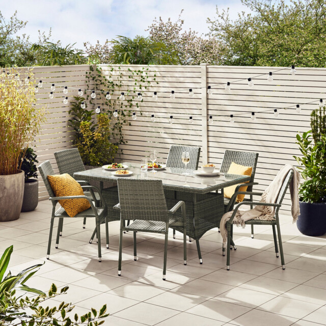 Antigua Grey Rattan 6 Seat Garden Dining Set - image 1