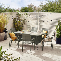 Antigua Grey Rattan 6 Seat Garden Dining Set - thumbnail 1