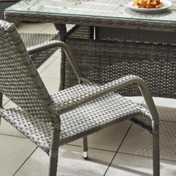 Furniturebox Antigua 6 Seat Garden Dining Set, Rattan in Grey - Size: 90x75x160 cm - thumbnail 3