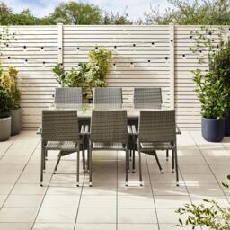 Furniturebox Antigua 6 Seat Garden Dining Set, Rattan in Grey - Size: 90x75x160 cm - thumbnail 6