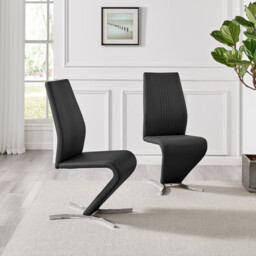 2x Willow Black Faux Leather 'Z' Dining Chairs - thumbnail 2
