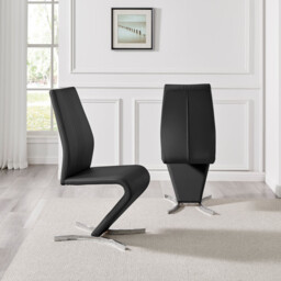 2x Willow Black Faux Leather 'Z' Dining Chairs - thumbnail 3