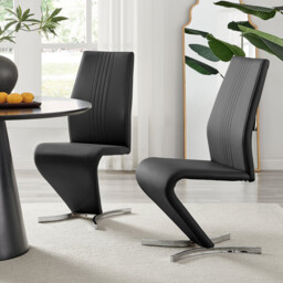 2x Willow Black Faux Leather 'Z' Dining Chairs - thumbnail 1