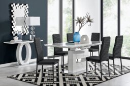 Arezzo Large Extending Dining Table and 6 Milan Black Leg Chairs - thumbnail 1