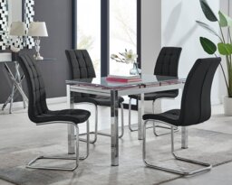 Enna White Glass Extending Dining Table and 4 Murano Chairs - thumbnail 1