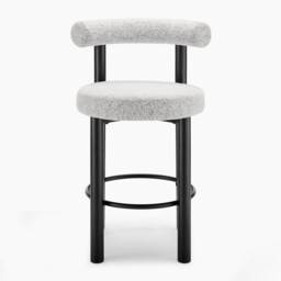 2x Seren Grey Fabric Bar Chairs Black Legs - thumbnail 4