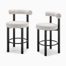 Furniturebox 2x Seren Grey Fabric Bar Chairs Black Legs, Polyester in Grey/Black - Size: 57.5x93x54.5 cm - thumbnail 9