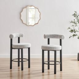 Furniturebox 2x Seren Grey Fabric Bar Chairs Black Legs, Polyester in Grey/Black - Size: 57.5x93x54.5 cm - thumbnail 2