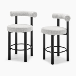 2x Seren Grey Fabric Bar Chairs Black Legs - thumbnail 3