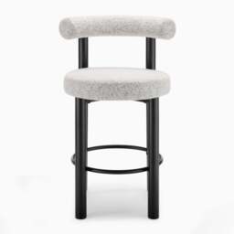 Furniturebox 2x Seren Grey Fabric Bar Chairs Black Legs, Polyester in Grey/Black - Size: 57.5x93x54.5 cm - thumbnail 4