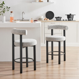 2x Seren Grey Fabric Bar Chairs Black Legs - thumbnail 1