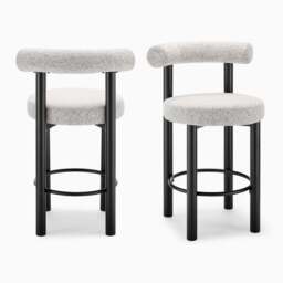 Furniturebox 2x Seren Grey Fabric Bar Chairs Black Legs, Polyester in Grey/Black - Size: 57.5x93x54.5 cm - thumbnail 3