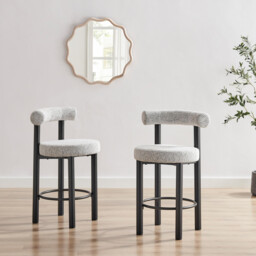 2x Seren Grey Fabric Bar Chairs Black Legs - thumbnail 2