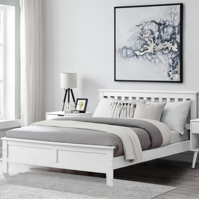 Azure White Solid Pine Double Bed Frame - image 1