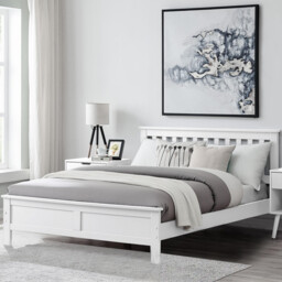 Azure White Solid Pine Double Bed Frame - thumbnail 1