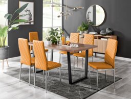 Kylo Brown Wood Effect Dining Table & 6 Milan Chrome Leg Chairs