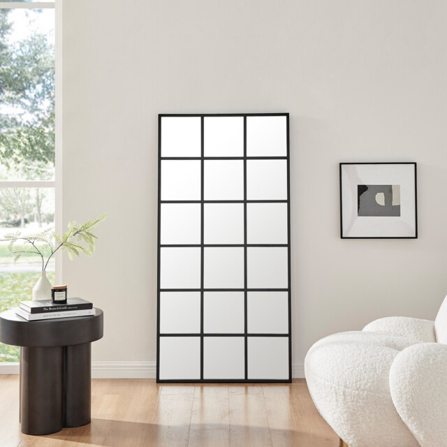 Yoko Black Rectangular Large Window Mirror - image 1