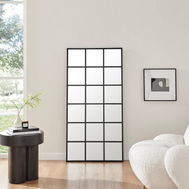 Yoko Black Rectangular Large Window Mirror by FurnitureBox | ufurnish.com