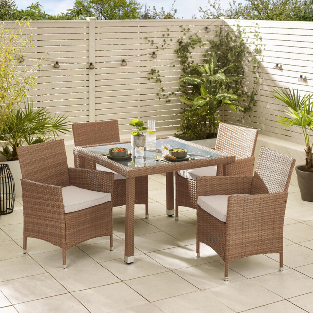 Barbados Beige Rattan 4 Seat Garden Dining Set - image 1