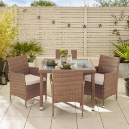 Barbados Beige Rattan 4 Seat Garden Dining Set - thumbnail 2