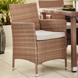Furniturebox Barbados Beige 4 Seat Garden Dining Set, Rattan in Beige/Cream - Size: 100x74x100 cm - thumbnail 4