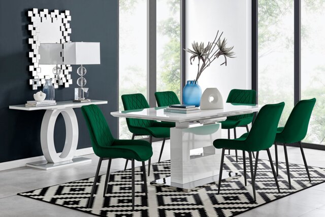 Arezzo Large Extending Dining Table and 6 Pesaro Black Leg Chairs - image 1