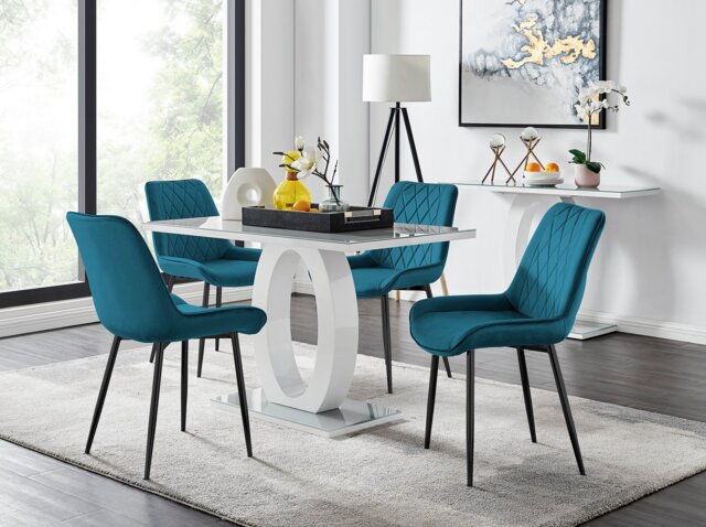 Giovani 4 Grey Dining Table & 4 Pesaro Black Leg Chairs - image 1