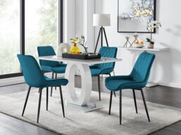 Giovani 4 Grey Dining Table & 4 Pesaro Black Leg Chairs