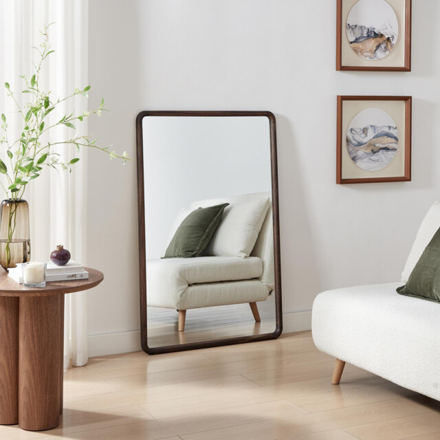 Rowena Walnut Wood Large 120x80cm Rectangle Wall Mirror - image 1