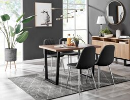 Kylo Brown Wood Effect Dining Table & 4 Corona Silver Chairs - thumbnail 1