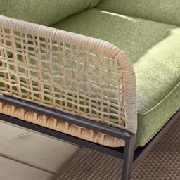 Furniturebox Maldives Beige & Green 5 Seat Garden Sofa Set, Rattan in Grey/Green/Natural - Size: 210x71x67 cm - thumbnail 4