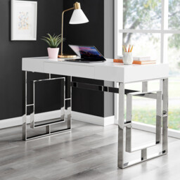 Cambridge White High Gloss 1 Drawer Dresser Desk - thumbnail 1