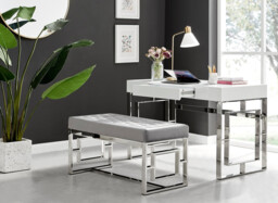 Cambridge White High Gloss 1 Drawer Dresser Desk - thumbnail 4