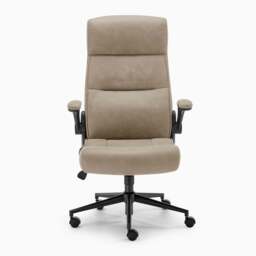 Furniturebox Greer Beige Faux Leather Executive Swivel Office Chair, Polyester/Faux Leather/Nylon in Beige/Black - Size: 69.5x123.5x69 cm - thumbnail 4
